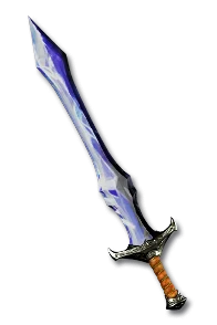 A crystal sword socketed with vex, lo, ber, jah and ko to create the Destruction runeword
